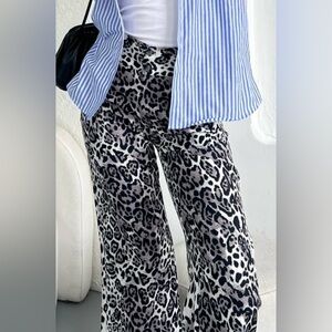 Ambiance Black and White Leopard Print Wide Leg Pants
